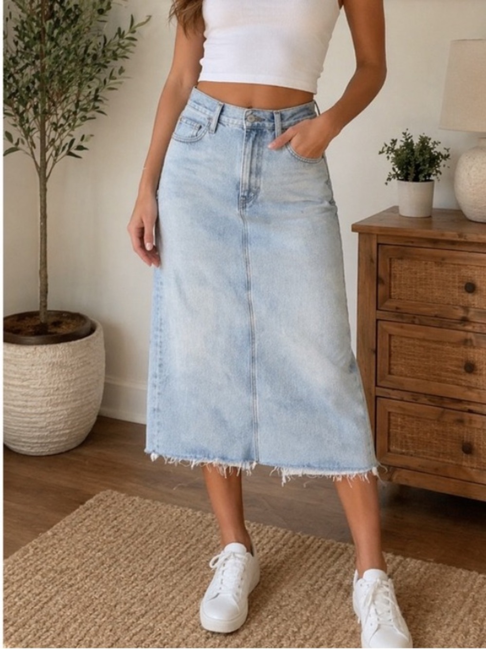 AGOLDE Della Denim Skirt Women’s Sz 24 NWT Long Premium Jeans